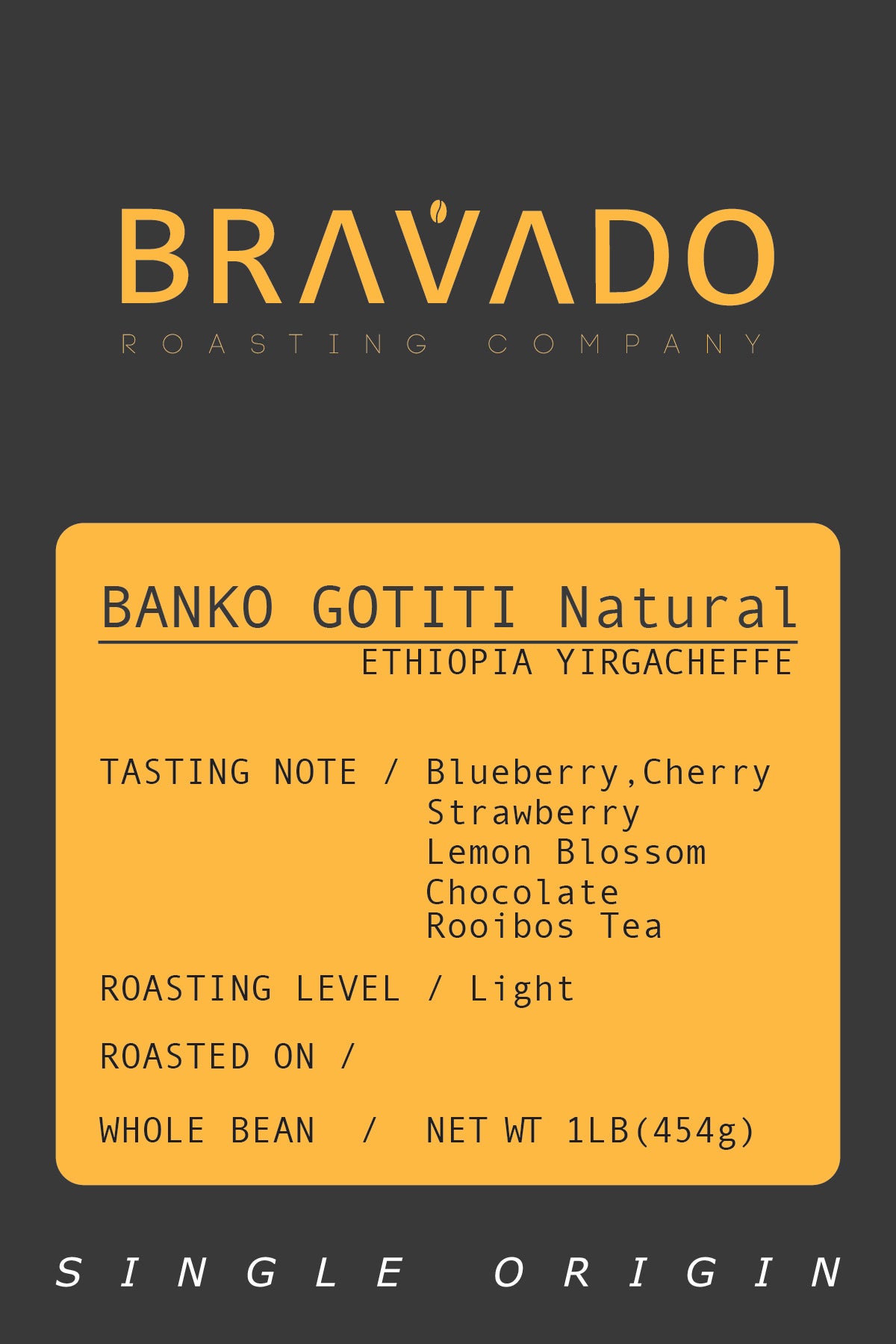 Ethiopia Yirgacheffe - Banko Gotiti G1 Natural